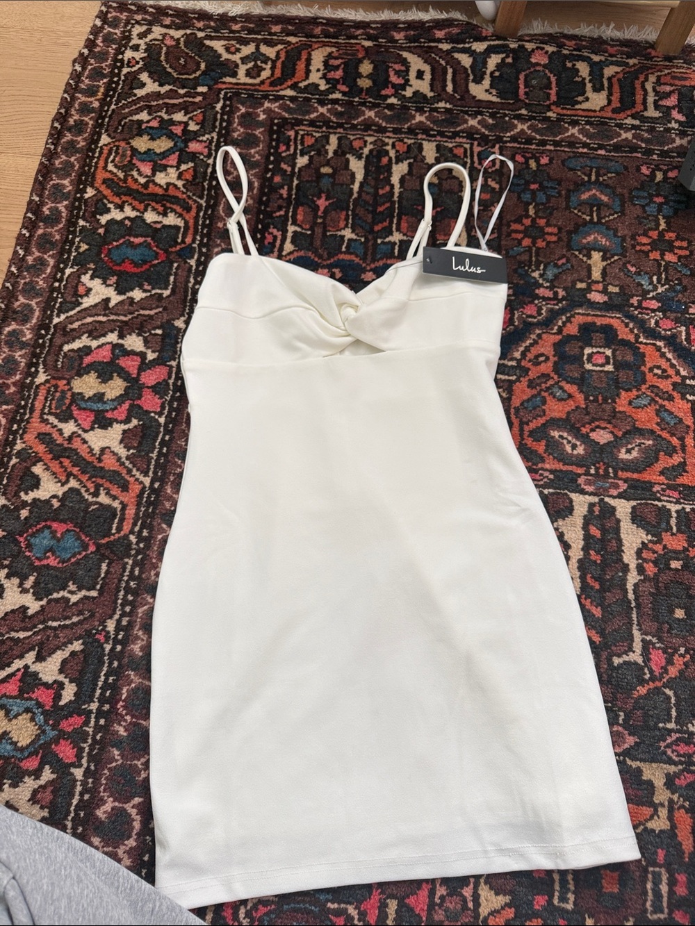 Lulu's Ivory Satin Spaghetti Strap Mini Dress